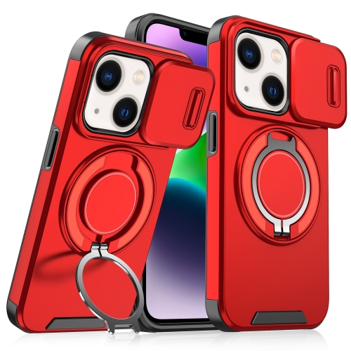 

For iPhone 14 Sliding Camshield Ring Holder Phone Case(Red)