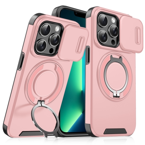 

For iPhone 13 Pro Max Sliding Camshield Ring Holder Phone Case(Pink)