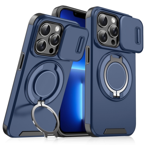 

For iPhone 13 Pro Sliding Camshield Ring Holder Phone Case(Blue)