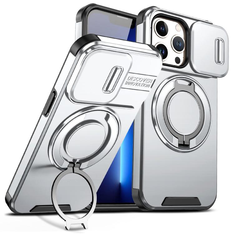 For iPhone 13 Pro Sliding Camshield Ring Holder Phone Case(Silver)