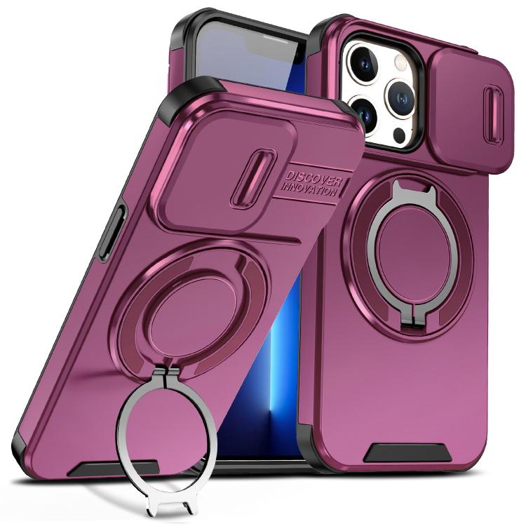 For iPhone 13 Pro Sliding Camshield Ring Holder Phone Case(Cherry Red) — купить у Sunsky-online WW