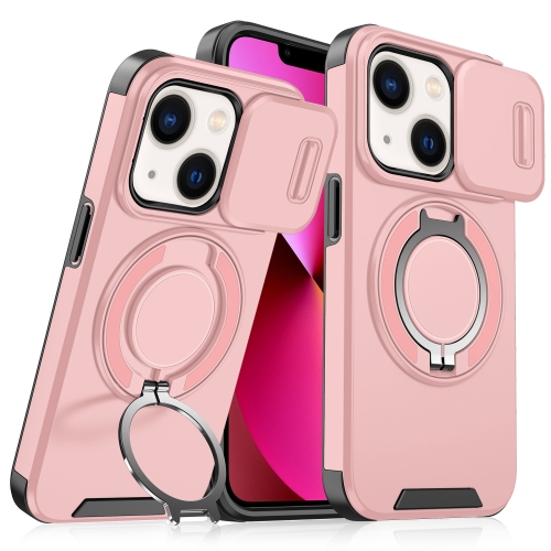 

For iPhone 13 Sliding Camshield Ring Holder Phone Case(Pink)