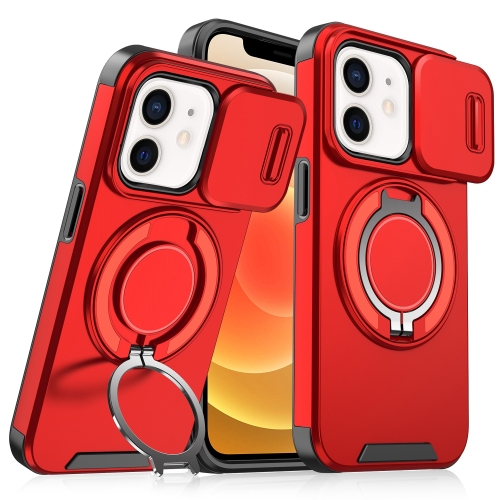 

For iPhone 12 Sliding Camshield Ring Holder Phone Case(Red)