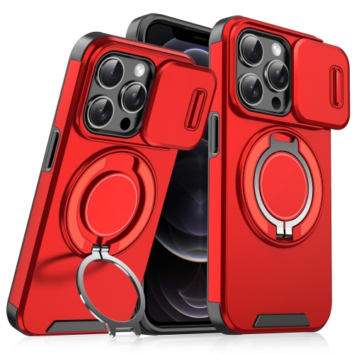 

For iPhone 12 Pro Sliding Camshield Ring Holder Phone Case(Red)