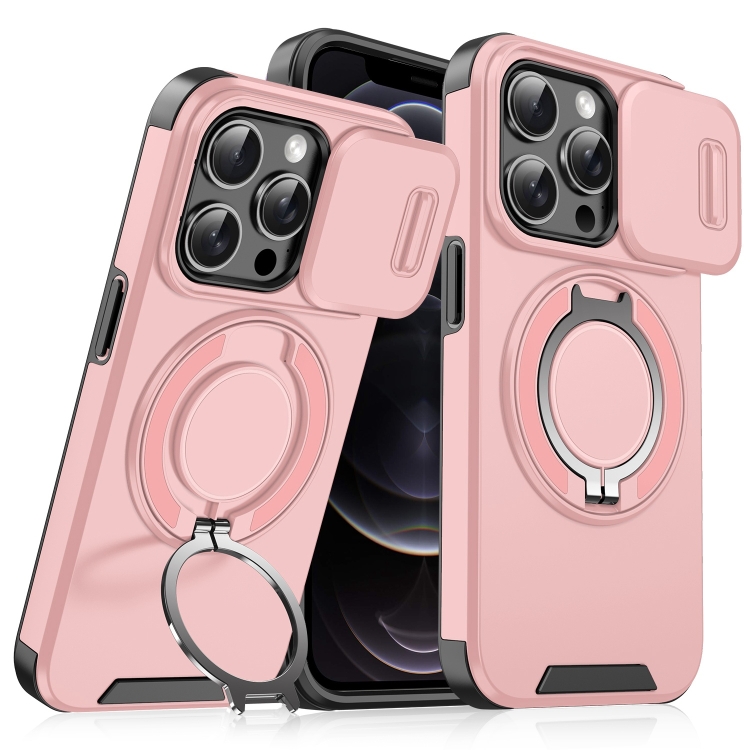 

For iPhone 12 Pro Sliding Camshield Ring Holder Phone Case(Pink)