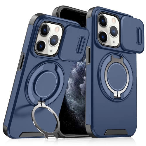 

For iPhone 11 Pro Max Sliding Camshield Ring Holder Phone Case(Blue)