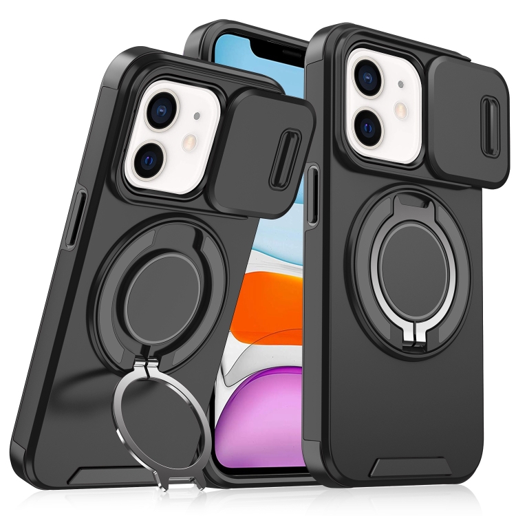 

For iPhone 11 Sliding Camshield Ring Holder Phone Case(Black)