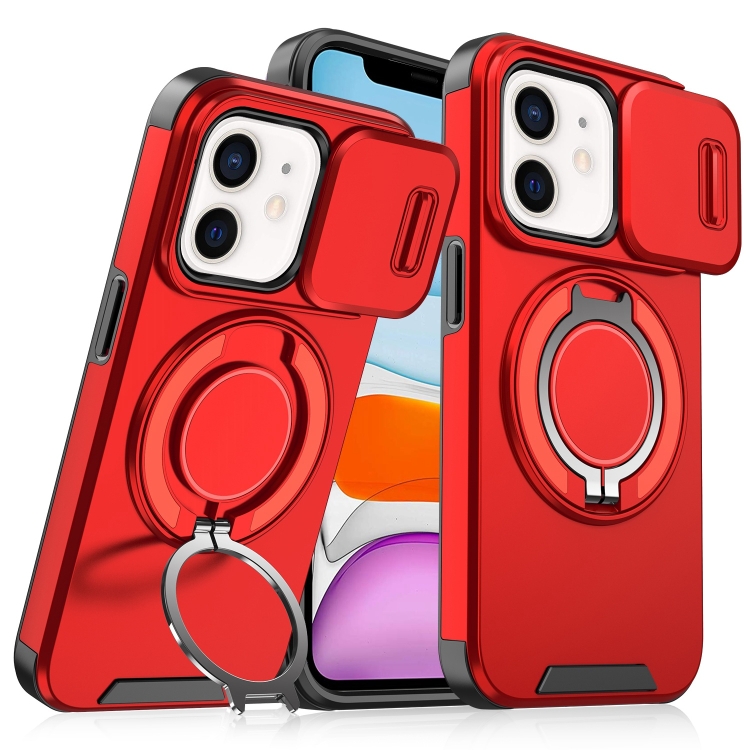 

For iPhone 11 Sliding Camshield Ring Holder Phone Case(Red)