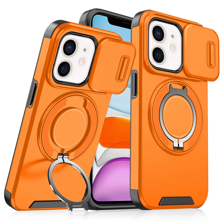 

For iPhone 11 Sliding Camshield Ring Holder Phone Case(Orange)