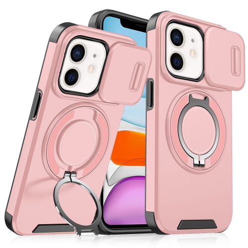 

For iPhone 11 Sliding Camshield Ring Holder Phone Case(Pink)