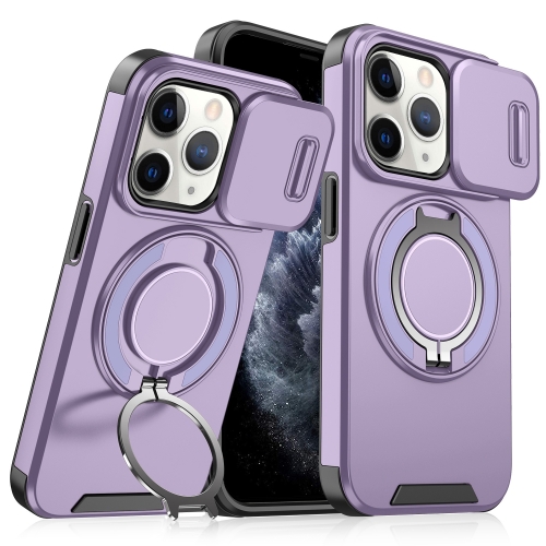 

For iPhone 11 Pro Sliding Camshield Ring Holder Phone Case(Purple)