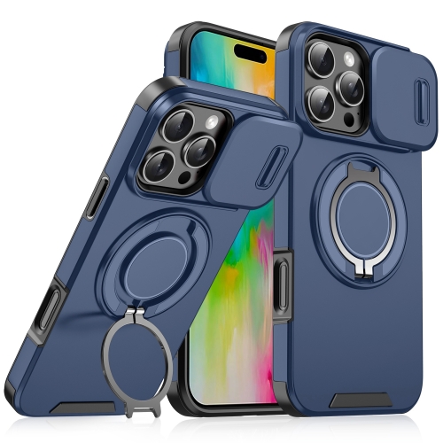 

For iPhone 16 Pro Sliding Camshield Ring Holder Phone Case(Blue)