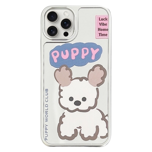 For iPhone 15 Pro Max Mirror Puppy Pattern TPU + PC Phone Case(Poodle)