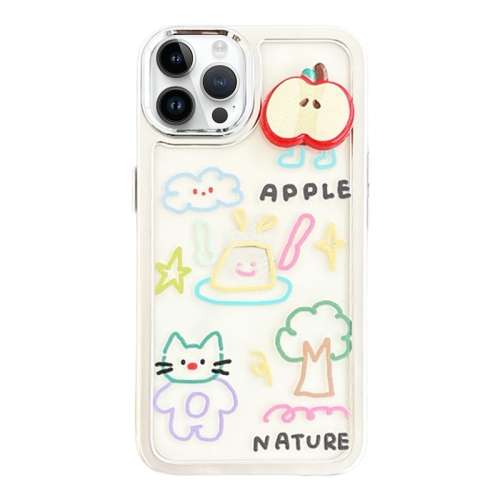 

For iPhone 12 Pro Max Clear Illustration Graffiti Pattern TPU + PC Phone Case(3D Apple Graffiti)