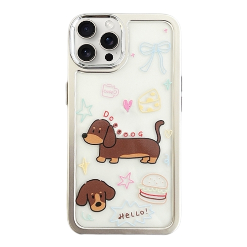 

For iPhone 15 Pro Clear Illustration Graffiti Pattern TPU + PC Phone Case(Brown Dog)