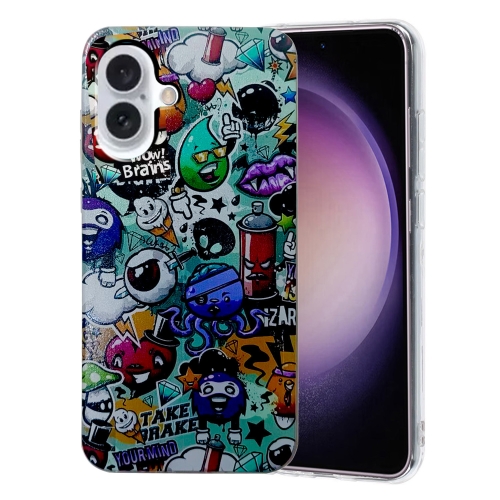 

For iPhone 16 Plus Colored Drawing Pattern TPU Phone Case(Graffiti)