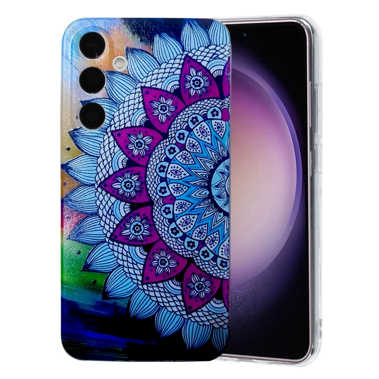 

For Samsung Galaxy S24 FE 5G Colored Drawing Pattern TPU Phone Case(Half-flower)