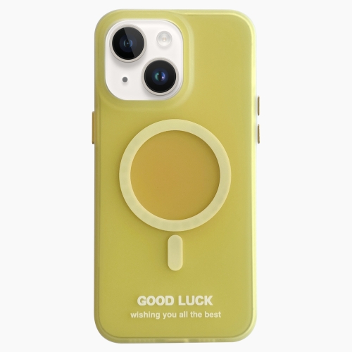 

For iPhone 14 Double-Layer Frosted IMD Macaron Color MagSafe Phone Case(Yellow)