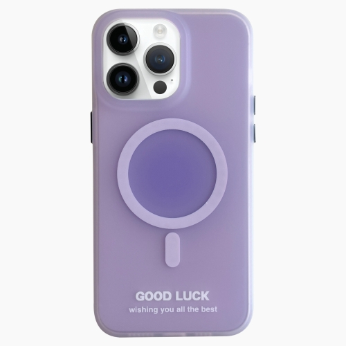 

For iPhone 14 Pro Double-Layer Frosted IMD Macaron Color MagSafe Phone Case(Purple)