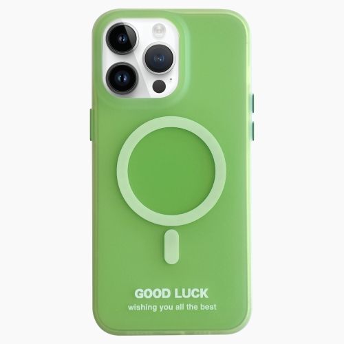 

For iPhone 14 Pro Max Double-Layer Frosted IMD Macaron Color MagSafe Phone Case(Green)