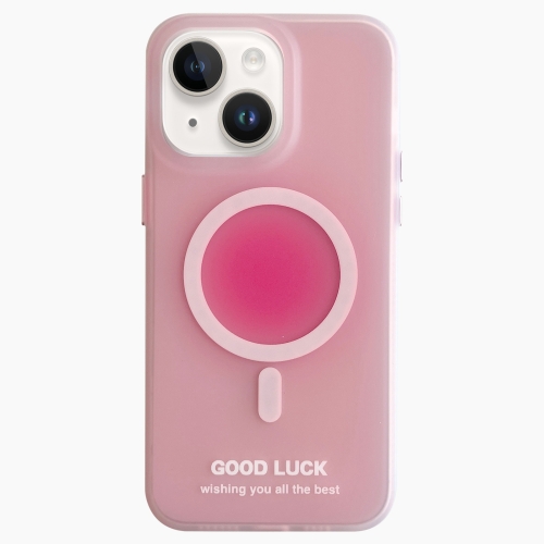 

For iPhone 13 Double-Layer Frosted IMD Macaron Color MagSafe Phone Case(Pink)