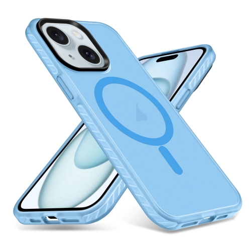 

For iPhone 15 Skin Feel Airbag Shockproof MagSafe Phone Case(Blue)