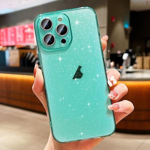 

For iPhone 14 Pro Glitter Powder TPU Phone Case(Transparent Green)