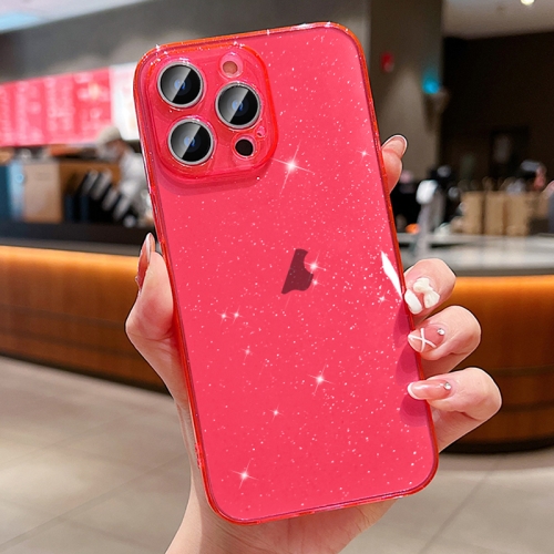 

For iPhone 13 Pro Max Glitter Powder TPU Phone Case(Transparent Red)