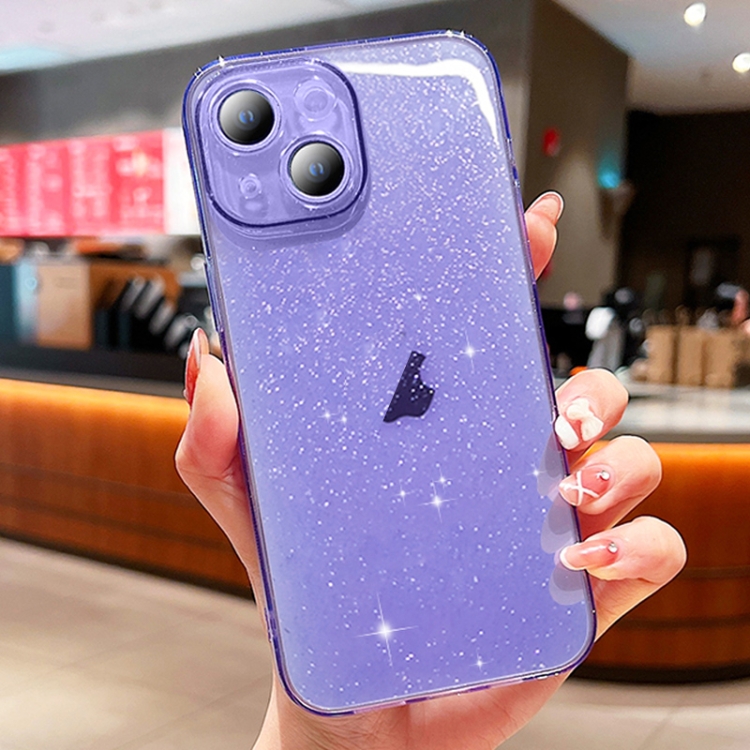 

For iPhone 13 Glitter Powder TPU Phone Case(Transparent Purple)