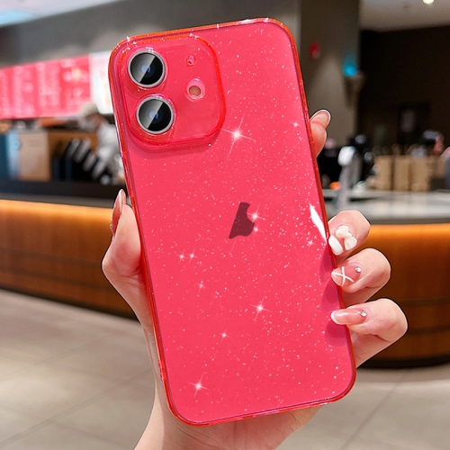 

For iPhone 12 Glitter Powder TPU Phone Case(Transparent Red)