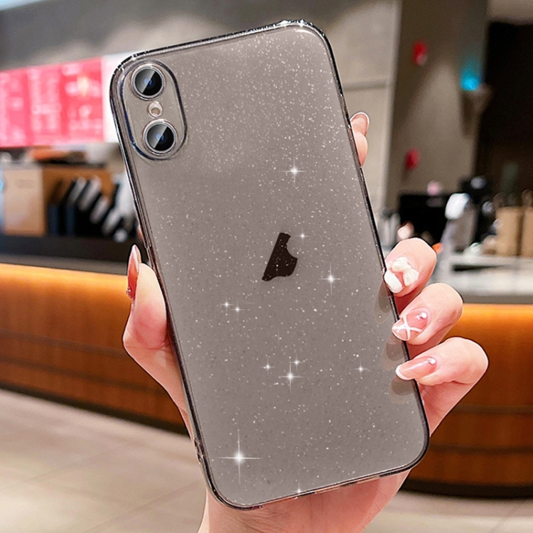 

For iPhone XS / X Glitter Powder TPU Phone Case(Transparent Black)