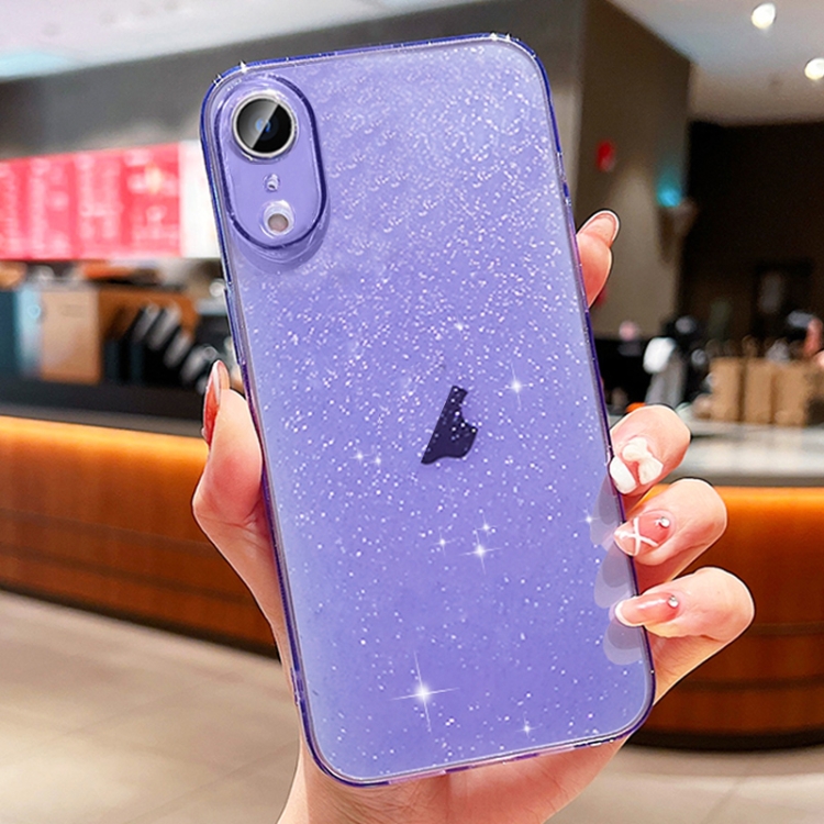 

For iPhone XR Glitter Powder TPU Phone Case(Transparent Purple)