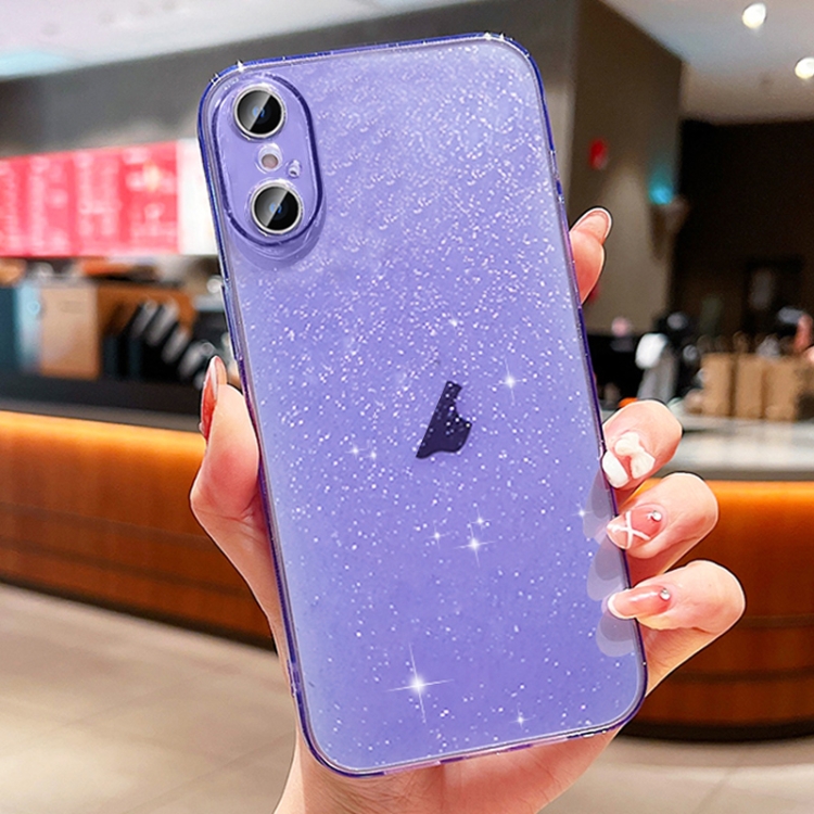

For iPhone XS Max Glitter Powder TPU Phone Case(Transparent Purple)
