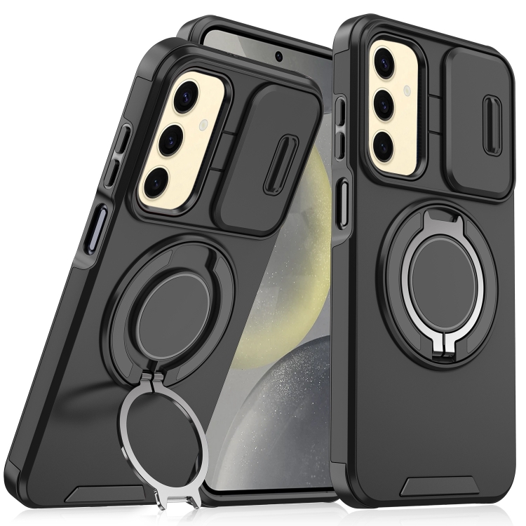 

For Samsung Galaxy S24 5G Sliding Camshield Ring Holder Phone Case(Black)