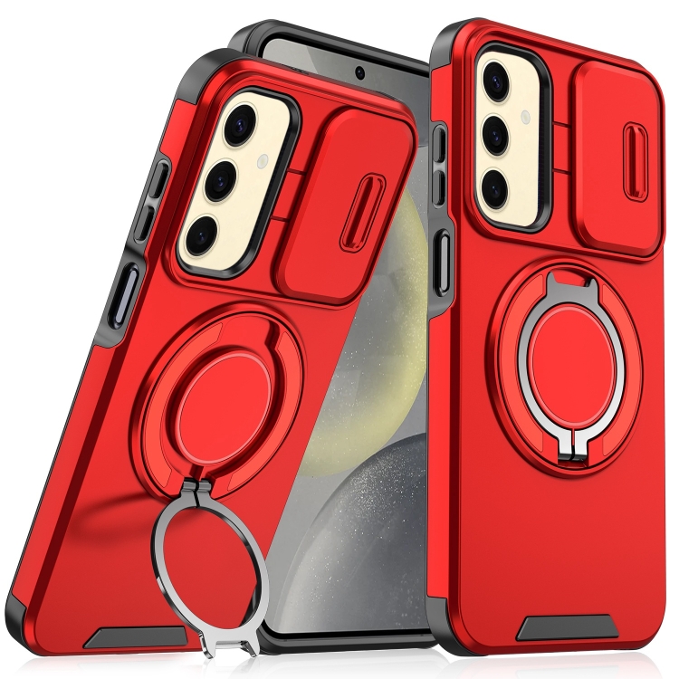 

For Samsung Galaxy S24 5G Sliding Camshield Ring Holder Phone Case(Red)