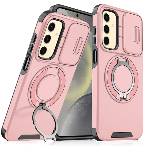 

For Samsung Galaxy S24 5G Sliding Camshield Ring Holder Phone Case(Pink)