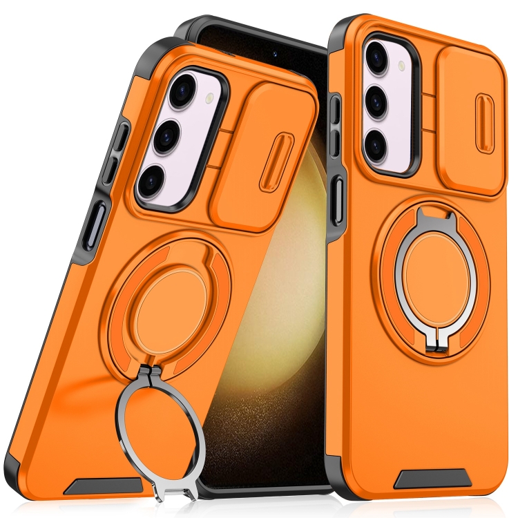 

For Samsung Galaxy S23+ 5G Sliding Camshield Ring Holder Phone Case(Orange)