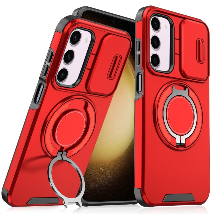 

For Samsung Galaxy S23 5G Sliding Camshield Ring Holder Phone Case(Red)
