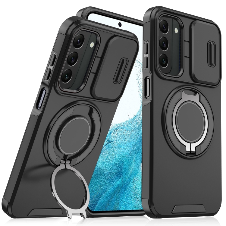 

For Samsung Galaxy S22 5G Sliding Camshield Ring Holder Phone Case(Black)
