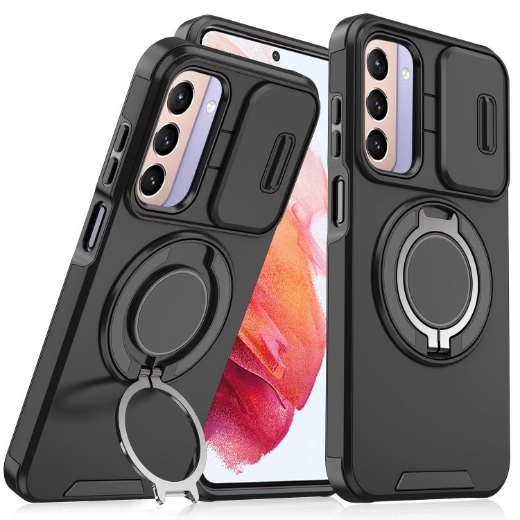 

For Samsung Galaxy S21 5G Sliding Camshield Ring Holder Phone Case(Black)