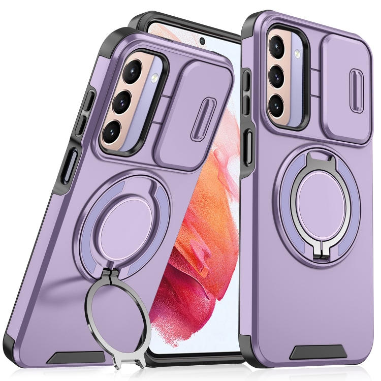 

For Samsung Galaxy S21 5G Sliding Camshield Ring Holder Phone Case(Purple)