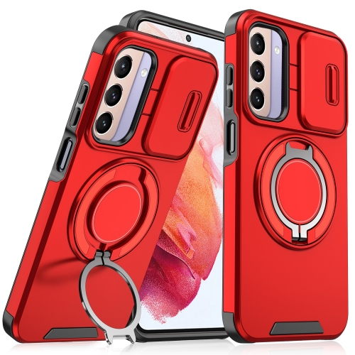 

For Samsung Galaxy S21 5G Sliding Camshield Ring Holder Phone Case(Red)