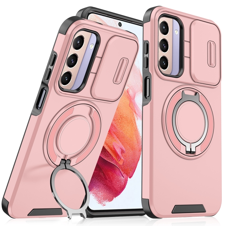 

For Samsung Galaxy S21 5G Sliding Camshield Ring Holder Phone Case(Pink)