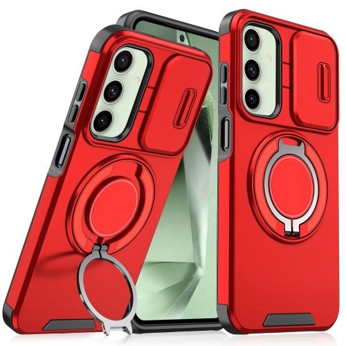 

For Samsung Galaxy S24 FE 5G Sliding Camshield Ring Holder Phone Case(Red)