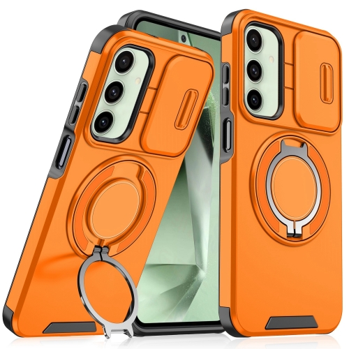 

For Samsung Galaxy S24 FE 5G Sliding Camshield Ring Holder Phone Case(Orange)