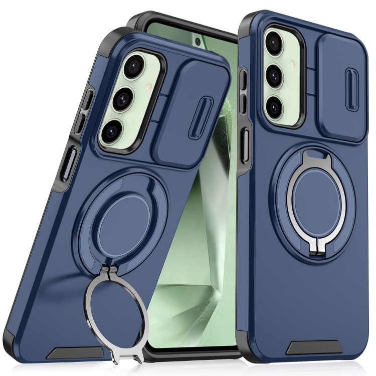 

For Samsung Galaxy S24 FE 5G Sliding Camshield Ring Holder Phone Case(Blue)