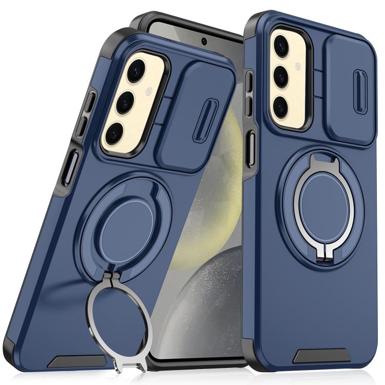 

For Samsung Galaxy S25 5G Sliding Camshield Ring Holder Phone Case(Blue)