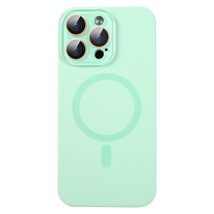 

For iPhone 15 Pro Liquid Silicone MagSafe Full Coverage Phone Case with Lens Film(Green)