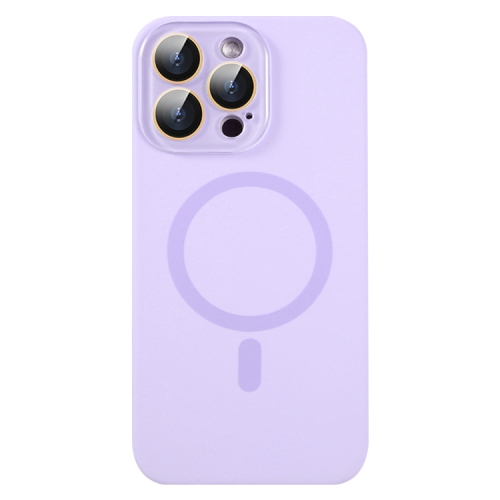 

For iPhone 14 Pro Max Liquid Silicone MagSafe Full Coverage Phone Case with Lens Film(Purple)