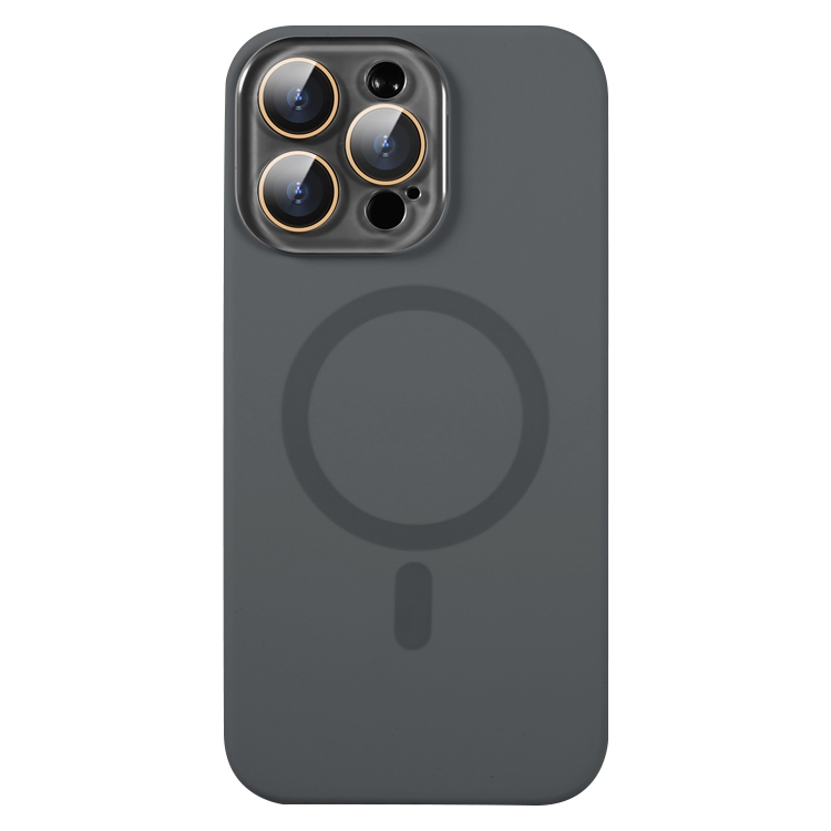

For iPhone 14 Pro Max Liquid Silicone MagSafe Full Coverage Phone Case with Lens Film(Grey)
